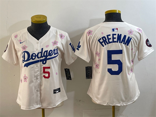 Women's Los Angeles Dodgers #5 Freddie Freeman Cream 2025 Tokyo Series Limited Stitched Baseball Jersey(Run Small) Women's Los Angeles Dodgers #5 Freddie Freeman Cream 2025 Tokyo Series Limited Stitched Baseball Jersey(Run Small)